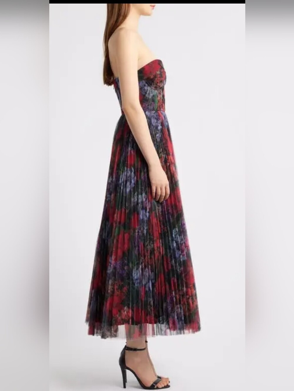 Hutch Alba Floral Pleated Tulle Gown. - Picture 2 of 11